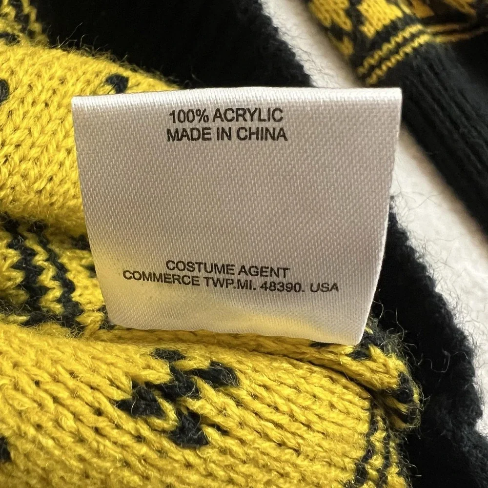Live Nation Wu-Tang Clan Sweater Mens Large Black Yellow Fair Isle Knit Pullover